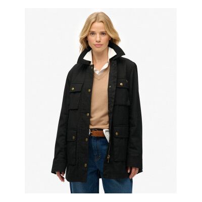 Superdry für Damen. W5011958A Wachsmantel schwarz (M), Lässig, Baumwolle Superdry für Damen. W5011958A Wachsmantel schwarz (M), Lässig, Baumwolle