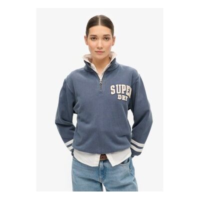 Superdry für Damen. W2012197A Athletic Essentials Sweatshirt mit halbem Reißverschluss und Applikation blau (XS), Lässig, Baumwolle Superdry für Damen. W2012197A Athletic Essentials Sweatshirt mit halbem Reißverschluss und Applikation blau (XS), Lässig, Baumwolle