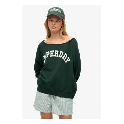 Superdry für Damen. W2012424A Sweatshirt Athletic Essential Bardot grün (M), Lässig, Baumwolle Superdry für Damen. W2012424A Sweatshirt Athletic Essential Bardot grün (M), Lässig, Baumwolle