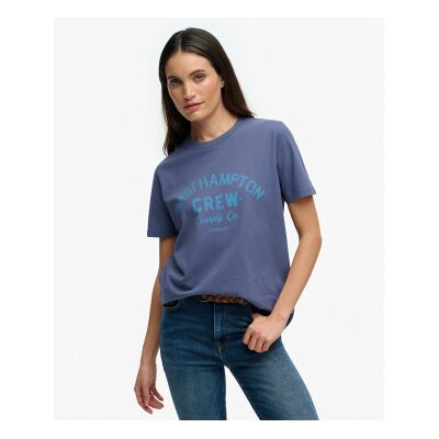 Superdry für Damen. W1011856A Beach Club T-shirt blau (S), Lässig, Baumwolle, Kurzarm, Marine Superdry für Damen. W1011856A Beach Club T-shirt blau (S), Lässig, Baumwolle, Kurzarm, Marine