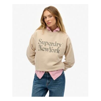 Superdry für Damen. W2012395A Marke Mark Lose beige Sweatshirt (S), Lässig, Baumwolle Superdry für Damen. W2012395A Marke Mark Lose beige Sweatshirt (S), Lässig, Baumwolle