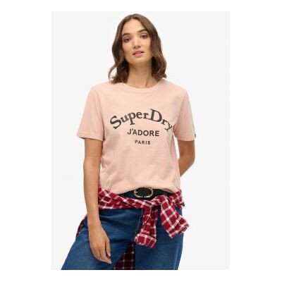 Superdry für Damen. W1011728A Markenzeichen T-shirt rosa (M), Lässig, Baumwolle, Kurzarm Superdry für Damen. W1011728A Markenzeichen T-shirt rosa (M), Lässig, Baumwolle, Kurzarm