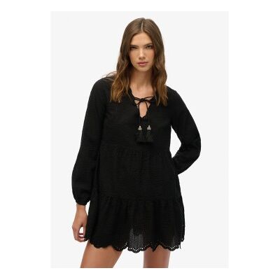 Superdry für Damen. W8011914A Broderie kurzes Kleid schwarz (XL), Lässig, Synthetisch, Langarm Superdry für Damen. W8011914A Broderie kurzes Kleid schwarz (XL), Lässig, Synthetisch, Langarm