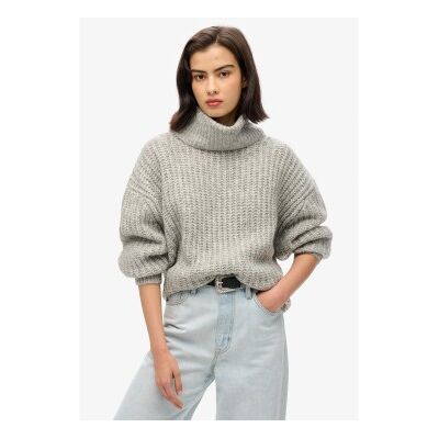 Superdry für Damen. W6110582A Pullover aus gebürsteter Rippe grau (XXS/XS), Lässig, Acryl Superdry für Damen. W6110582A Pullover aus gebürsteter Rippe grau (XXS/XS), Lässig, Acryl