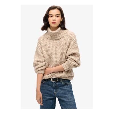 Superdry für Damen. W6110582A Beigefarbener Pullover aus gebürsteter Rippe (XXS/XS), Lässig, Acryl Superdry für Damen. W6110582A Beigefarbener Pullover aus gebürsteter Rippe (XXS/XS), Lässig, Acryl