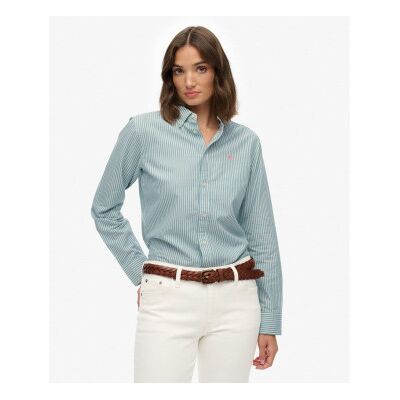 Superdry für Damen. W4010565A Slim Fit Oxford Hemd türkis (L), Lässig, Grün, Baumwolle, Klassisch, Langarm Superdry für Damen. W4010565A Slim Fit Oxford Hemd türkis (L), Lässig, Grün, Baumwolle, Klassisch, Langarm