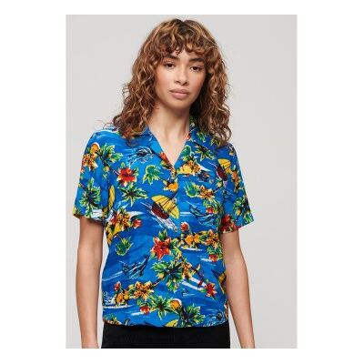 Superdry für Damen. W4010419A Beach Resort Hemd blau (M), Lässig, Viskose, Kurzarm Superdry für Damen. W4010419A Beach Resort Hemd blau (M), Lässig, Viskose, Kurzarm