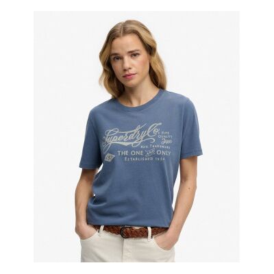 Superdry für Damen. W1011850A Insutry Worker T-shirt blau (M), Lässig, Baumwolle, Kurzarm Superdry für Damen. W1011850A Insutry Worker T-shirt blau (M), Lässig, Baumwolle, Kurzarm