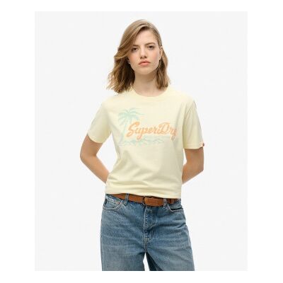 Superdry für Damen. W1011614A Entspanntes T-Shirt Creme Bank (M), Weiß, Lässig, Baumwolle, Kurzarm Superdry für Damen. W1011614A Entspanntes T-Shirt Creme Bank (M), Weiß, Lässig, Baumwolle, Kurzarm
