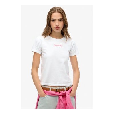 Superdry für Damen. W1011635A T-Shirt mit Core City-Logo in Weiß (M), Lässig, Baumwolle, Kurzarm Superdry für Damen. W1011635A T-Shirt mit Core City-Logo in Weiß (M), Lässig, Baumwolle, Kurzarm