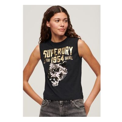 Superdry für Damen. W6011899A Enges T-shirt schwarz (S), Lässig, Baumwolle, Ärmellos / Hosenträger Superdry für Damen. W6011899A Enges T-shirt schwarz (S), Lässig, Baumwolle, Ärmellos / Hosenträger