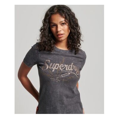 Superdry für Damen. W1011098A Vintage Merch Store T-shirt grau (M), Lässig, Baumwolle, Kurzarm Superdry für Damen. W1011098A Vintage Merch Store T-shirt grau (M), Lässig, Baumwolle, Kurzarm