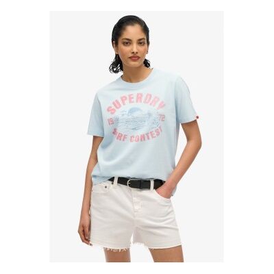 Superdry für Damen. W1011614A Lo-fi Outdoor-T-Shirt blau (L), Lässig, Baumwolle, Kurzarm Superdry für Damen. W1011614A Lo-fi Outdoor-T-Shirt blau (L), Lässig, Baumwolle, Kurzarm