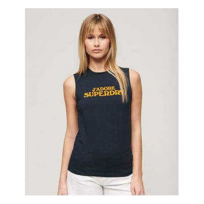 Superdry W6011834A Marine ärmlös T-Shirt - Casual Superdry W6011834A Marine ärmlös T-Shirt - Casual