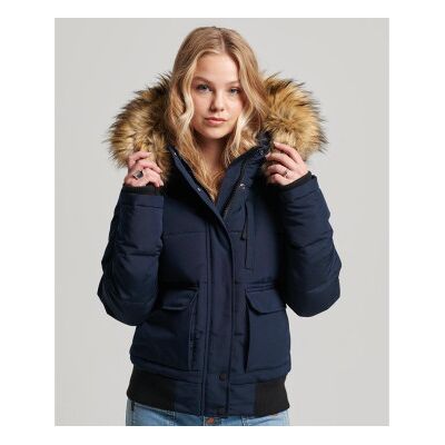 Superdry für Damen. W5011576A Everest navy gesteppte Bomberjacke mit Kapuze (L), Lässig, Polyester, Marine Superdry für Damen. W5011576A Everest navy gesteppte Bomberjacke mit Kapuze (L), Lässig, Polyester, Marine