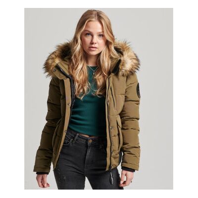 Superdry für Damen. W5011576A Everest grün gesteppte Bomberjacke mit Kapuze (XS), Lässig, Polyester Superdry für Damen. W5011576A Everest grün gesteppte Bomberjacke mit Kapuze (XS), Lässig, Polyester