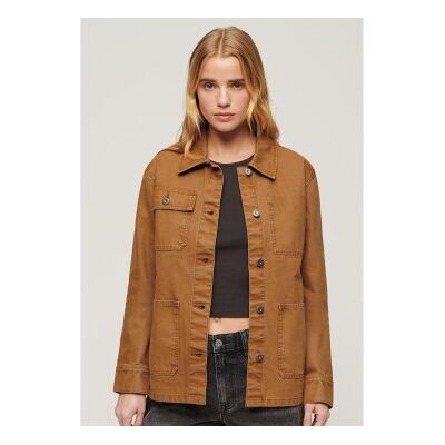 Superdry für Damen. W5011711A Chore Jacke aus braunem Segeltuch (S), Lässig, Baumwolle, Langarm Superdry für Damen. W5011711A Chore Jacke aus braunem Segeltuch (S), Lässig, Baumwolle, Langarm