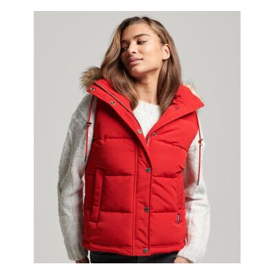 Superdry für Damen. W5011551A Steppweste aus Kunstpelz Everest rot (M), Lässig, Polyester Superdry für Damen. W5011551A Steppweste aus Kunstpelz Everest rot (M), Lässig, Polyester