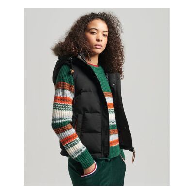 Superdry für Damen. W5011395A Kunstpelzweste Everest schwarz (L), Lässig, Polyester Superdry für Damen. W5011395A Kunstpelzweste Everest schwarz (L), Lässig, Polyester