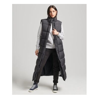 Superdry für Damen. W5011444A Ripstop-Kapuzenweste lang schwarz (M), Lässig, Polyester Superdry für Damen. W5011444A Ripstop-Kapuzenweste lang schwarz (M), Lässig, Polyester