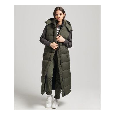 Superdry für Damen. W5011444A Ripstop-Kapuzenweste lang grün (XS), Lässig, Polyester Superdry für Damen. W5011444A Ripstop-Kapuzenweste lang grün (XS), Lässig, Polyester