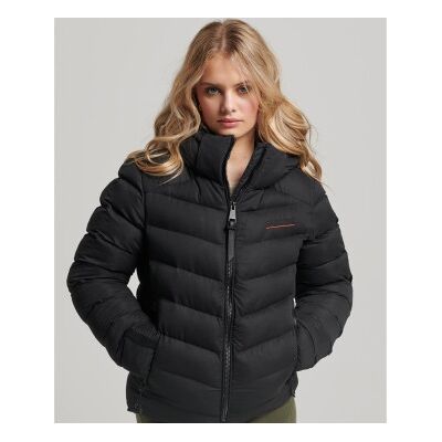 Superdry für Damen. W5011594A Steppjacke aus Mikrofaser mit Kapuze (XL), Schwarz, Lässig, Recyceltes Polyester, Nachhaltig Superdry für Damen. W5011594A Steppjacke aus Mikrofaser mit Kapuze (XL), Schwarz, Lässig, Recyceltes Polyester, Nachhaltig