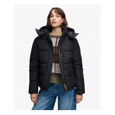 Superdry für Damen. W5012207A Premium-Steppjacke mit Kapuze, schwarz (XS), Lässig, Polyester Superdry für Damen. W5012207A Premium-Steppjacke mit Kapuze, schwarz (XS), Lässig, Polyester