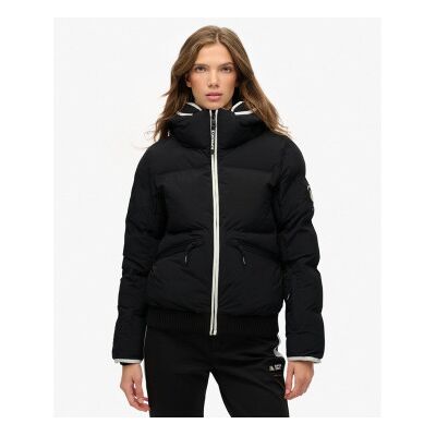 Superdry für Damen. WS110179A Bomber Skijacke mit Kapuze schwarz (XS), Lässig, Polyester Superdry für Damen. WS110179A Bomber Skijacke mit Kapuze schwarz (XS), Lässig, Polyester
