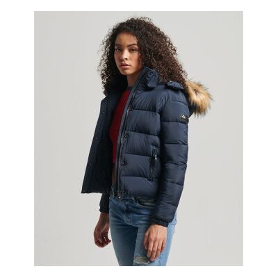 Superdry für Damen. W5011178A Kurze Jacke mit Kapuze für den Einsatz in der Marine (S), Lässig, Nylon Superdry für Damen. W5011178A Kurze Jacke mit Kapuze für den Einsatz in der Marine (S), Lässig, Nylon