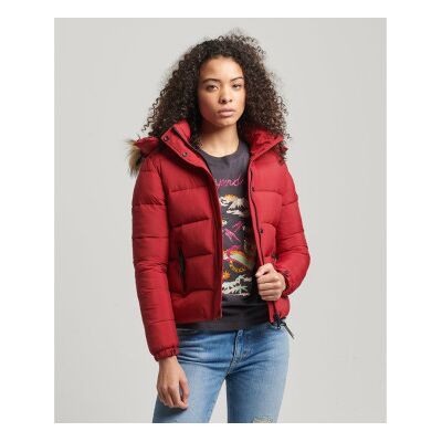 Superdry für Damen. W5011178A Kurze halblange Jacke mit Kapuze rot (S), Lässig, Nylon Superdry für Damen. W5011178A Kurze halblange Jacke mit Kapuze rot (S), Lässig, Nylon