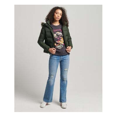 Superdry für Damen. W5011178A Kurze mittelschwere Jacke mit Kapuze grün (XS), Lässig, Nylon Superdry für Damen. W5011178A Kurze mittelschwere Jacke mit Kapuze grün (XS), Lässig, Nylon