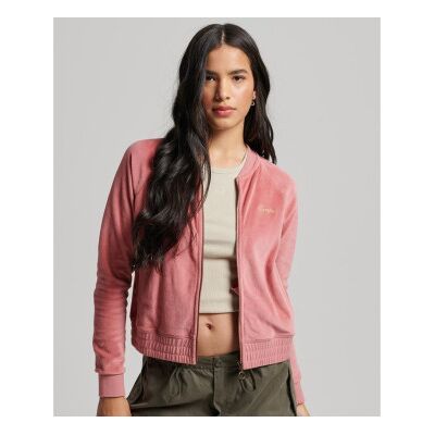 Superdry für Damen. W2011936A Baseballjacke aus Samt mit Reißverschluss und rosa Stickerei (L), Lässig, Baumwolle, Nachhaltig Superdry für Damen. W2011936A Baseballjacke aus Samt mit Reißverschluss und rosa Stickerei (L), Lässig, Baumwolle, Nachhaltig