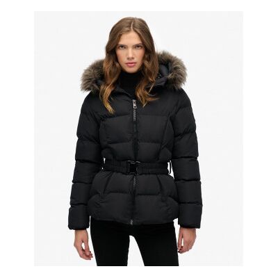 Superdry für Damen. W5011928A Fuji Belted Pufferjacke schwarz (S), Lässig, Polyester Superdry für Damen. W5011928A Fuji Belted Pufferjacke schwarz (S), Lässig, Polyester