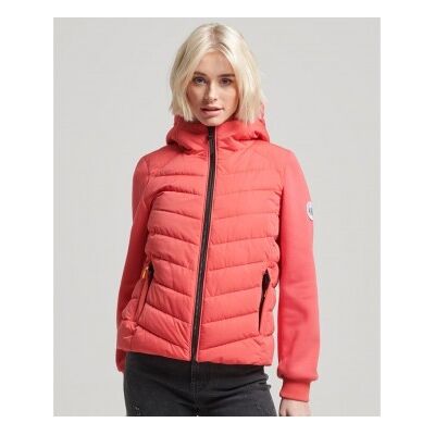 Superdry für Damen. W2011906A Gepolsterte Hybridjacke rosa (XS), Lässig, Polyester Superdry für Damen. W2011906A Gepolsterte Hybridjacke rosa (XS), Lässig, Polyester