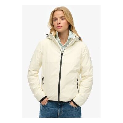 Superdry für Damen. W5011849A Windbreaker-Jacke mit Kapuze und Logo weiß (XS), Lässig, Nachhaltig, Recyceltes Nylon Superdry für Damen. W5011849A Windbreaker-Jacke mit Kapuze und Logo weiß (XS), Lässig, Nachhaltig, Recyceltes Nylon