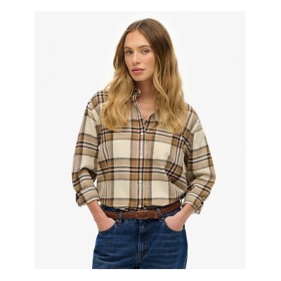 Superdry für Damen. W4010500A Beiges Boyfriend-Hemd (S), Lässig, Baumwolle, Langarm Superdry für Damen. W4010500A Beiges Boyfriend-Hemd (S), Lässig, Baumwolle, Langarm