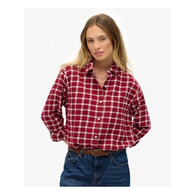 Superdry für Damen. W4010500A Flanellhemd rot (XXS), Lässig, Baumwolle, Langarm Superdry für Damen. W4010500A Flanellhemd rot (XXS), Lässig, Baumwolle, Langarm