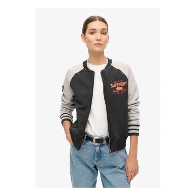 Superdry für Damen. W2012160A College Script Grafik gestrickte Bomberjacke schwarz (L), Lässig, Baumwolle, Nachhaltig Superdry für Damen. W2012160A College Script Grafik gestrickte Bomberjacke schwarz (L), Lässig, Baumwolle, Nachhaltig