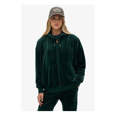 Superdry für Damen. W2012544A Country Club Velour Ziphood grün (L), Lässig, Polyester Superdry für Damen. W2012544A Country Club Velour Ziphood grün (L), Lässig, Polyester