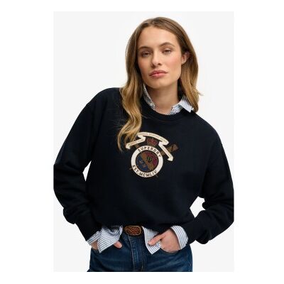Superdry für Damen. W2012579A Sweatshirt Crest navy (L), Lässig, Baumwolle, Marine Superdry für Damen. W2012579A Sweatshirt Crest navy (L), Lässig, Baumwolle, Marine