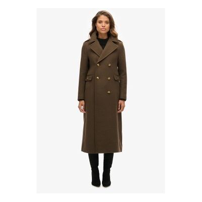 Superdry für Damen. W5011889A Brauner doppelreihiger Wollmantel (M), Lässig, Polyester Superdry für Damen. W5011889A Brauner doppelreihiger Wollmantel (M), Lässig, Polyester