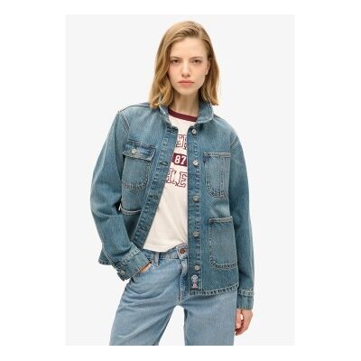 Superdry für Damen. W5011809A Jeansjacke mit Stickerei Chore blau (M), Lässig, Bio-Baumwolle, Nachhaltig Superdry für Damen. W5011809A Jeansjacke mit Stickerei Chore blau (M), Lässig, Bio-Baumwolle, Nachhaltig