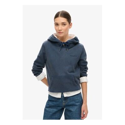 Superdry für Damen. W2012213A Kapuzensweatshirt aus halbem Fleece mit navyfarbenem Essential-Logo (L), Lässig, Baumwolle, Marine Superdry für Damen. W2012213A Kapuzensweatshirt aus halbem Fleece mit navyfarbenem Essential-Logo (L), Lässig, Baumwolle, Marine
