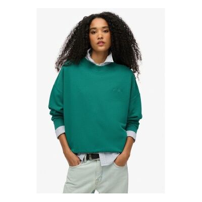 Superdry für Damen. W2012298A Essential Logo Oversized Crew Sweatshirt grün (S), Lässig, Polyester, Langarm Superdry für Damen. W2012298A Essential Logo Oversized Crew Sweatshirt grün (S), Lässig, Polyester, Langarm