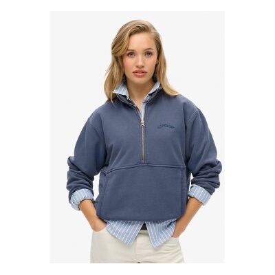 Superdry für Damen. W2012312A Sweatshirt mit halbem Reißverschluss und Essential-Logo blau (XL), Lässig, Baumwolle Superdry für Damen. W2012312A Sweatshirt mit halbem Reißverschluss und Essential-Logo blau (XL), Lässig, Baumwolle