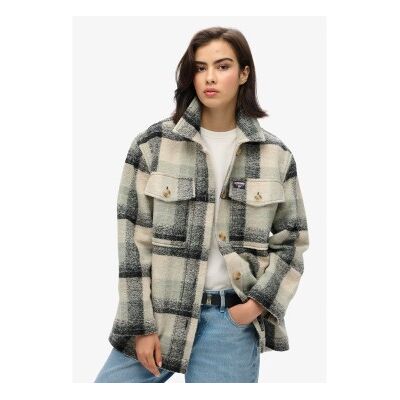 Superdry für Damen. W4010448A Dickes ungefüttertes beiges Hemd (L), Lässig, Polyester, Langarm Superdry für Damen. W4010448A Dickes ungefüttertes beiges Hemd (L), Lässig, Polyester, Langarm
