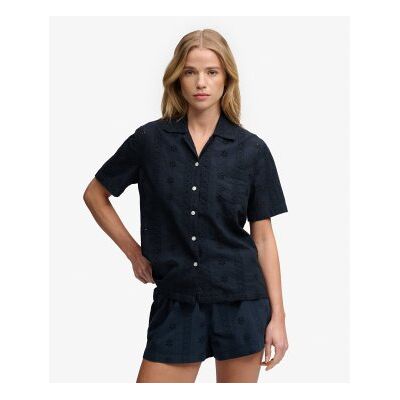 Superdry für Damen. W4010551A Hemd Heritage Broderie Marineblau (8), Lässig, Kurzarm, Bio-Baumwolle Superdry für Damen. W4010551A Hemd Heritage Broderie Marineblau (8), Lässig, Kurzarm, Bio-Baumwolle