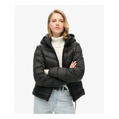 Superdry für Damen. W5011724A Fuji Steppjacke mit Kapuze schwarz (M), Lässig, Polyester Superdry für Damen. W5011724A Fuji Steppjacke mit Kapuze schwarz (M), Lässig, Polyester