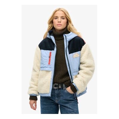Superdry für Damen. W5011772A Borrego Jacke blau, cremefarben (L), Weiß, Lässig, Polyester Superdry für Damen. W5011772A Borrego Jacke blau, cremefarben (L), Weiß, Lässig, Polyester