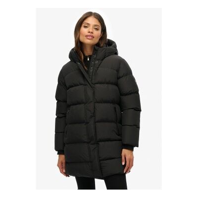 Superdry für Damen. W5012003A Kapuzen-Sport-Puffer-Mid-Jacke schwarz (S), Lässig, Polyester Superdry für Damen. W5012003A Kapuzen-Sport-Puffer-Mid-Jacke schwarz (S), Lässig, Polyester